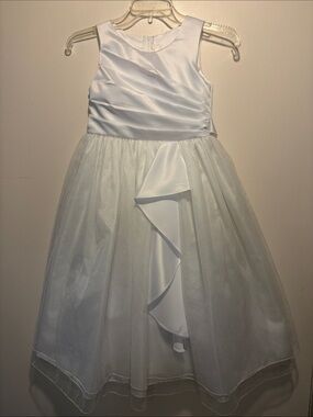 Chic Baby- Girls Holy Communion Flower Girl White Dress + Veil Tulle Event SZ 8